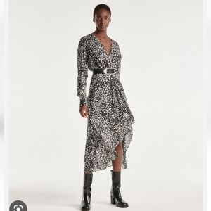 NWT The Kooples Long Draped Leopard Print Dress Size 2